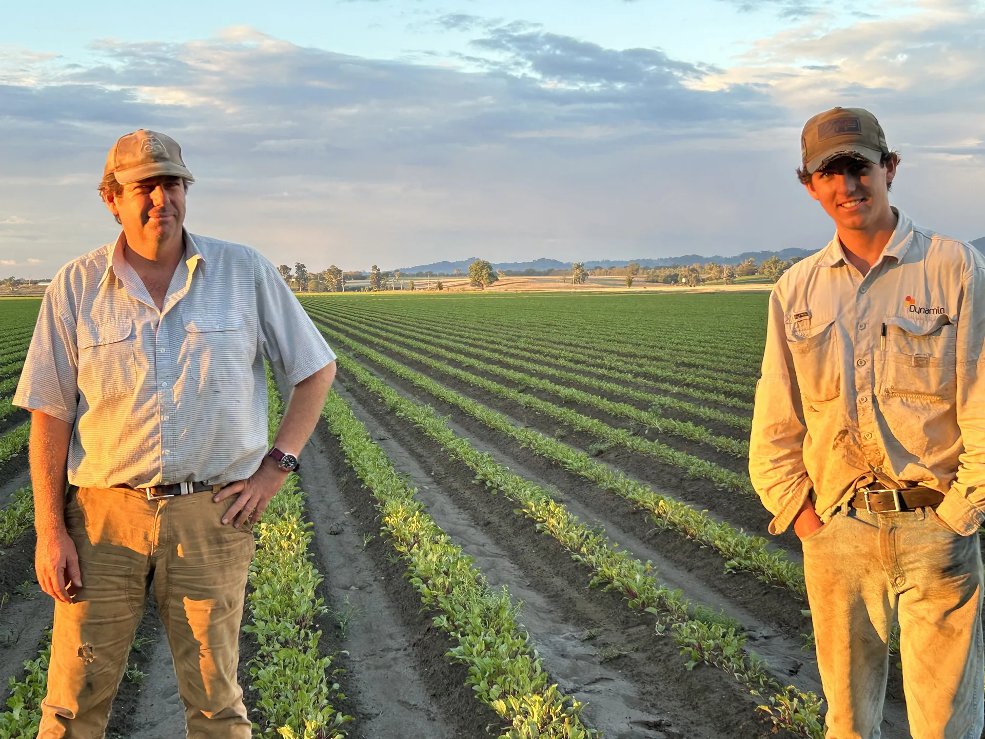 Two generations of the Fagan family on the Mulyan beetroot farm in Cowra NSW